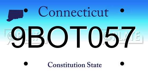 9BOT057 Connecticut License Plate