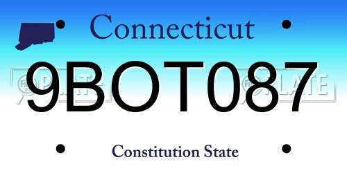 9BOT087 Connecticut License Plate