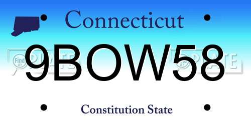 9BOW58 Connecticut License Plate