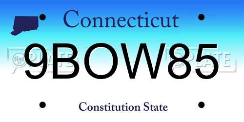 9BOW85 Connecticut License Plate