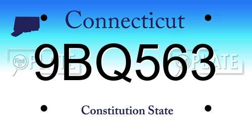 9BQ563 Connecticut License Plate