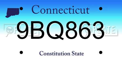 9BQ863 Connecticut License Plate