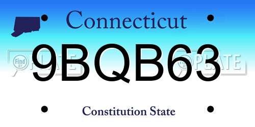 9BQB63 Connecticut License Plate