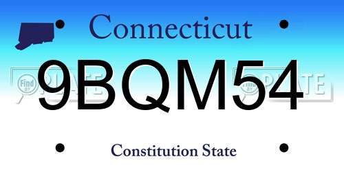 9BQM54 Connecticut License Plate