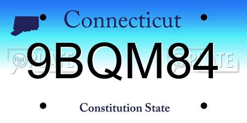 9BQM84 Connecticut License Plate