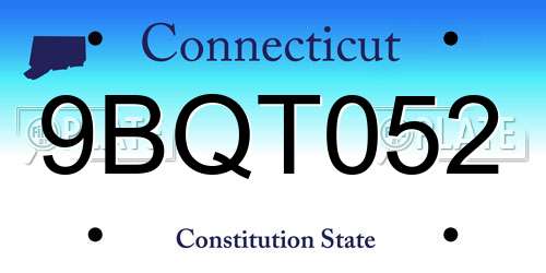 9BQT052 Connecticut License Plate