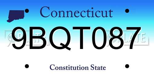 9BQT087 Connecticut License Plate