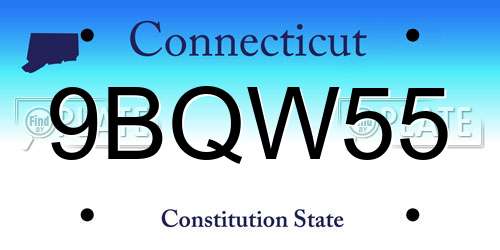 9BQW55 Connecticut License Plate