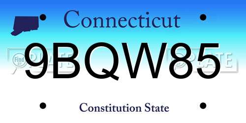 9BQW85 Connecticut License Plate