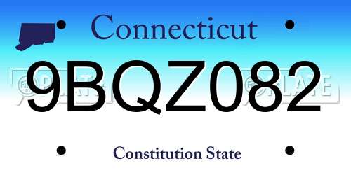 9BQZ082 Connecticut License Plate