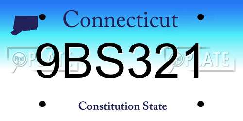 9BS321 Connecticut License Plate