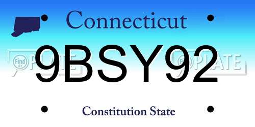 9BSY92 Connecticut License Plate