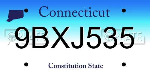 9BXJ535 Connecticut License Plate