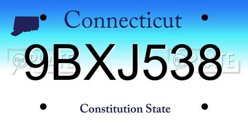 9BXJ538 Connecticut License Plate