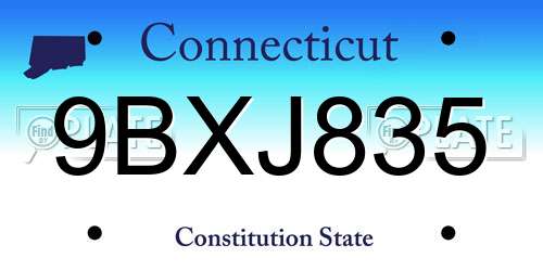 9BXJ835 Connecticut License Plate