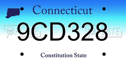 9CD328 Connecticut License Plate