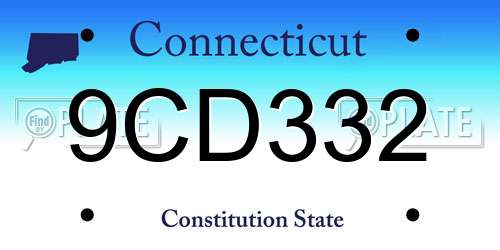 9CD332 Connecticut License Plate