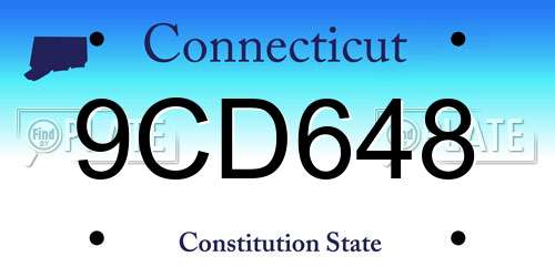 9CD648 Connecticut License Plate