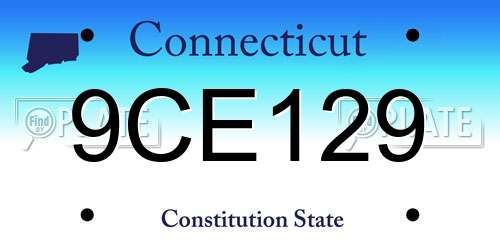 9CE129 Connecticut License Plate