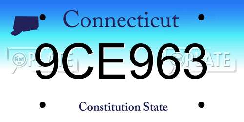 9CE963 Connecticut License Plate
