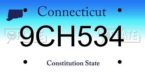 9CH534 Connecticut License Plate