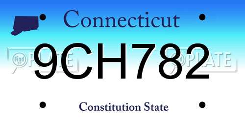 9CH782 Connecticut License Plate
