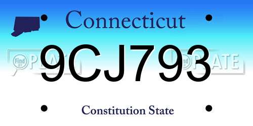 9CJ793 Connecticut License Plate