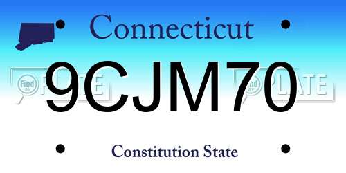 9CJM70 Connecticut License Plate