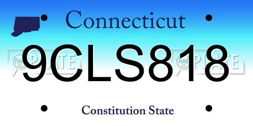 9CLS818 Connecticut License Plate