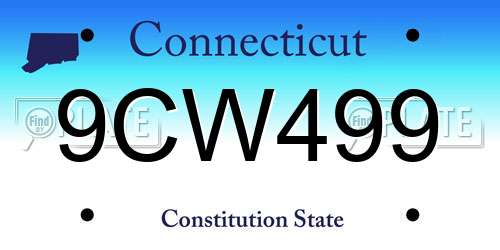9CW499 Connecticut License Plate