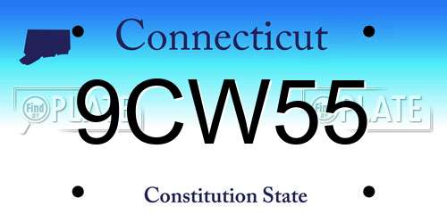 9CW55 Connecticut License Plate