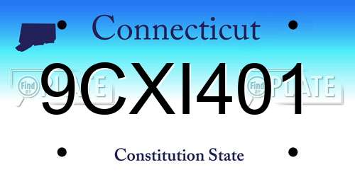 9CXI401 Connecticut License Plate