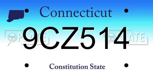 9CZ514 Connecticut License Plate