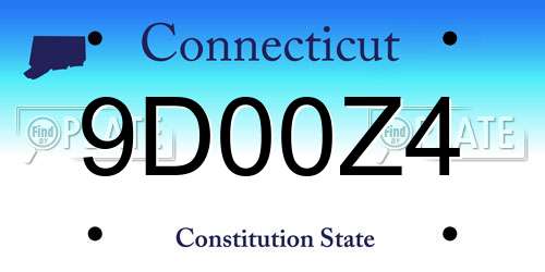 9D00Z4 Connecticut License Plate