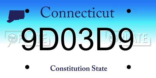 9D03D9 Connecticut License Plate