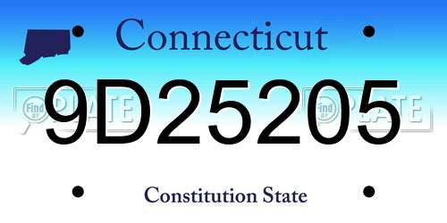 9D25205 Connecticut License Plate