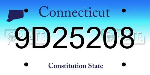 9D25208 Connecticut License Plate