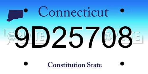 9D25708 Connecticut License Plate