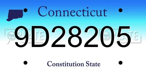 9D28205 Connecticut License Plate