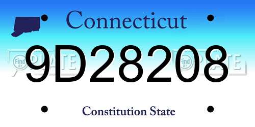 9D28208 Connecticut License Plate