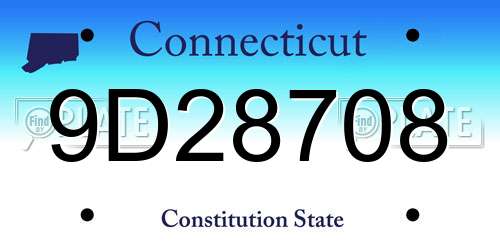 9D28708 Connecticut License Plate
