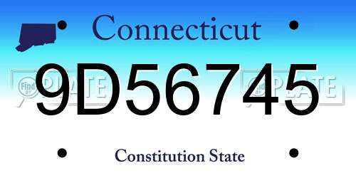 9D56745 Connecticut License Plate