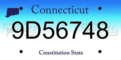 9D56748 Connecticut License Plate