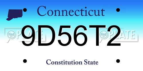 9D56T2 Connecticut License Plate