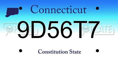 9D56T7 Connecticut License Plate