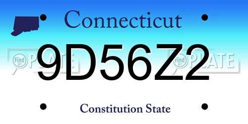 9D56Z2 Connecticut License Plate