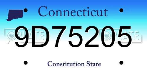 9D75205 Connecticut License Plate