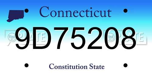 9D75208 Connecticut License Plate