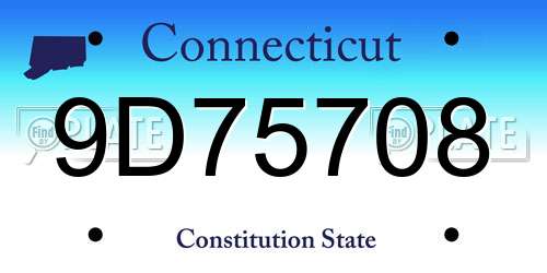 9D75708 Connecticut License Plate
