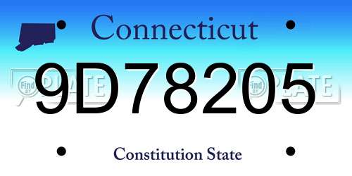 9D78205 Connecticut License Plate
